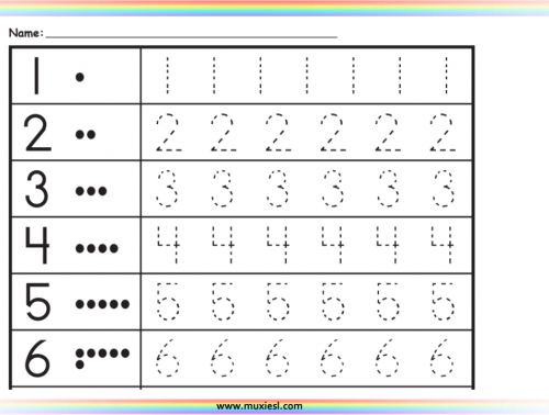 Numbers Tracing Worksheet – Muxi ESL World